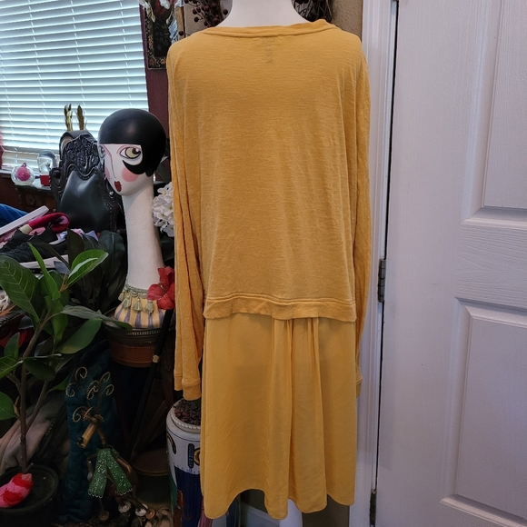 LOGO by Lori Goldstein Slub Knit cardigan Chiffon Trim Yellow Fall Top  XL - Picture 7 of 9